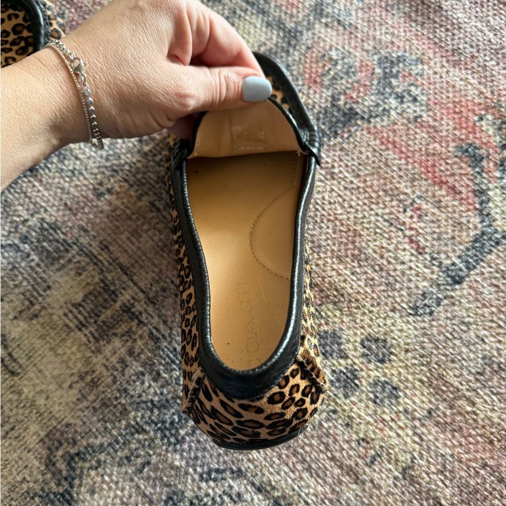 Coach Maegan Driver Haircalf Leopard Loafers Size 7B Natural EUC - Picture 9 of 13